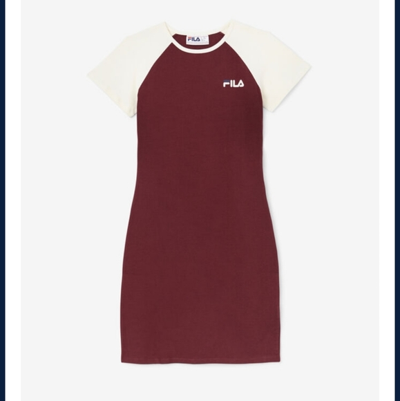 🆕Fila | Kyra Raglan Baseball Tee Shirt Dress Womens Size Large - Picture 2 of 6
